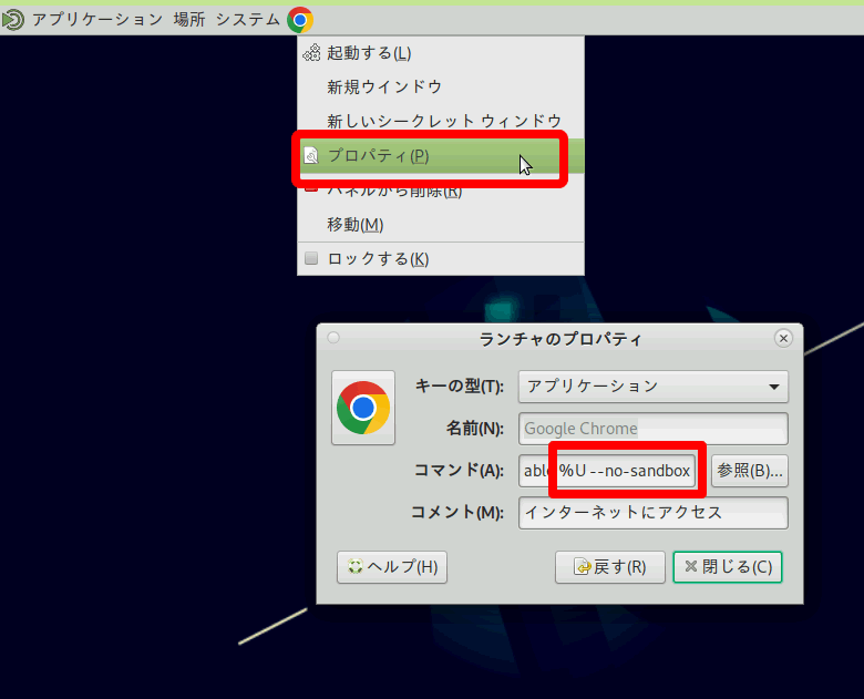 GMOクラウドVPS chrome オプション追加