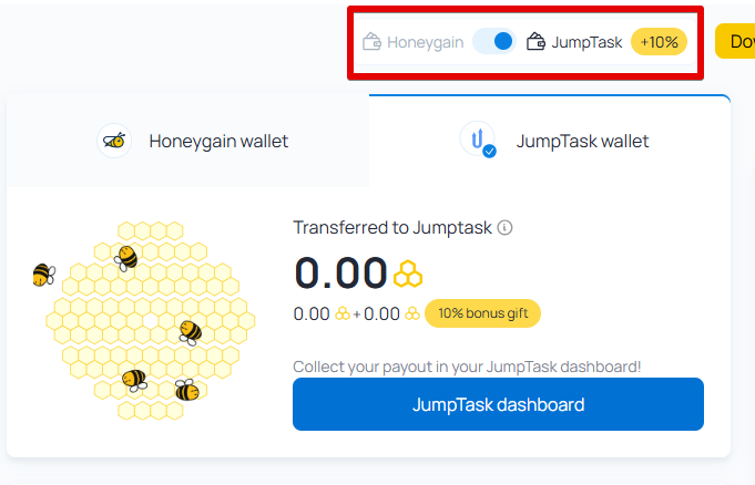 Honeygain Jemptask切り替え後