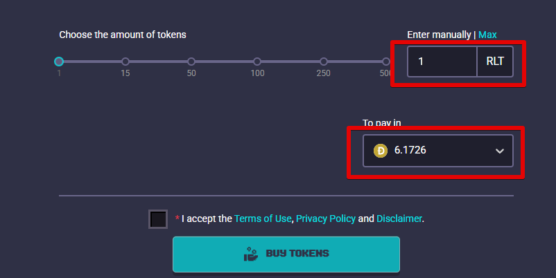 RollerCoinのRLTとDOGEの交換割合