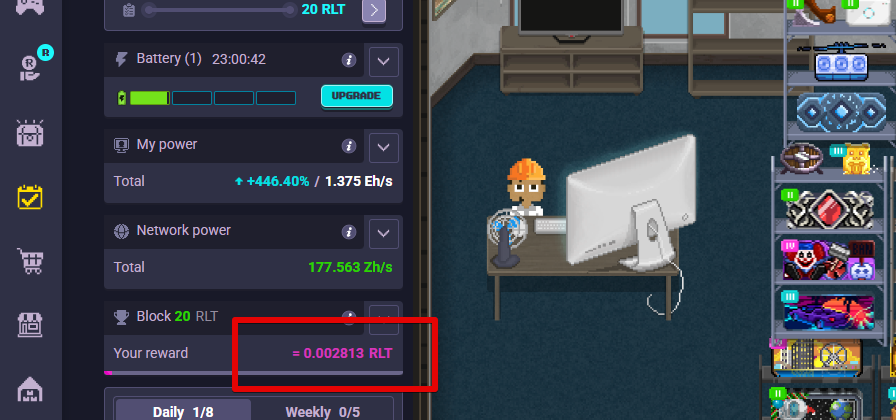 RollerCoin半年後マイニング